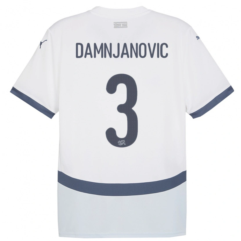 Danxen Donna Maglia Svizzera Lazar Damnjanovic #3 Bianco Kit Gara Away 24-26 Maglietta