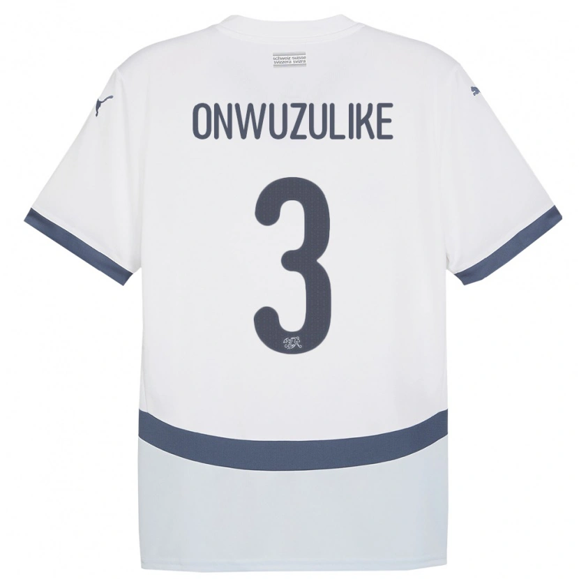 Danxen Donna Maglia Svizzera Ifeanyichukwu Onwuzulike #3 Bianco Kit Gara Away 24-26 Maglietta
