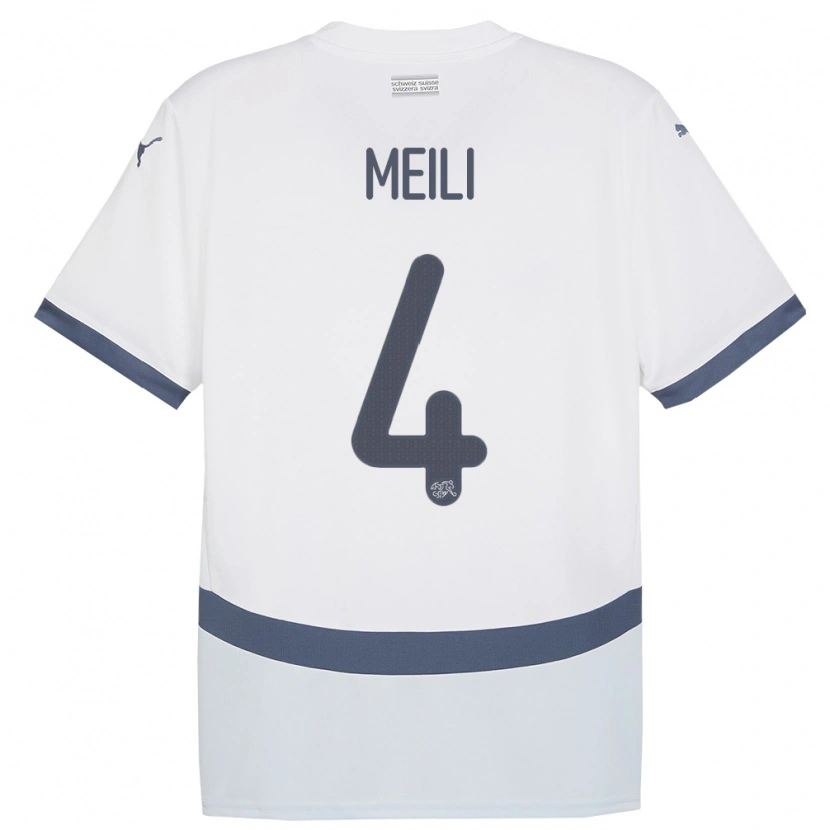 Danxen Donna Maglia Svizzera Ezequiel Meili #4 Bianco Kit Gara Away 24-26 Maglietta