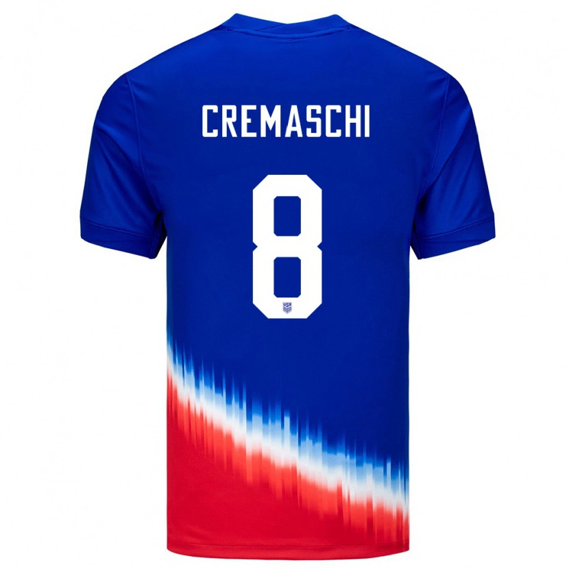 Danxen Donna Maglia Stati Uniti Benja Cremaschi #8 Blu Kit Gara Away 24-26 Maglietta