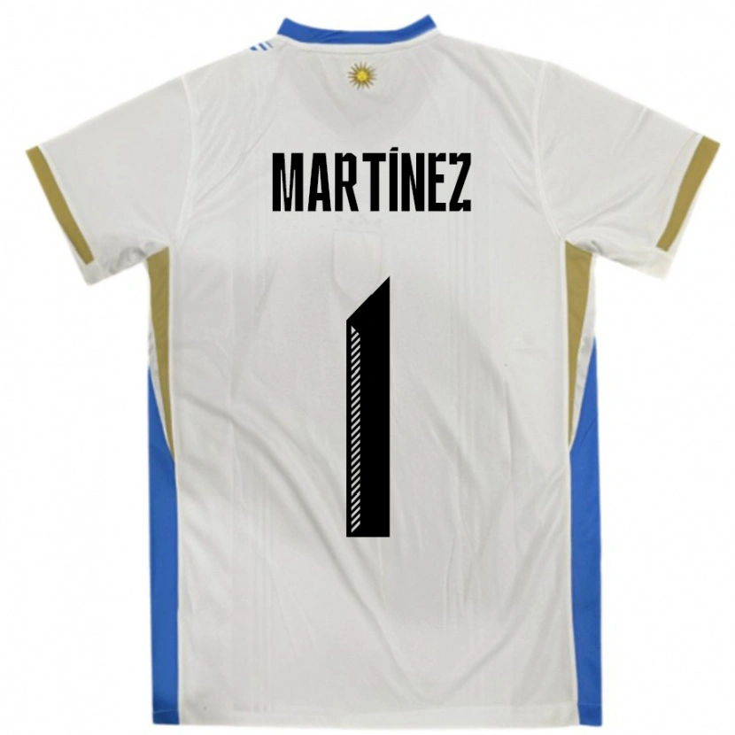 Danxen Donna Maglia Uruguay Kevin Martínez #1 Bianco Blu Kit Gara Away 24-26 Maglietta