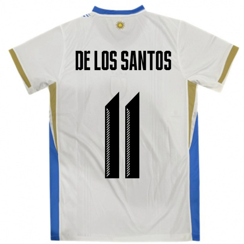 Danxen Donna Maglia Uruguay Juan Cruz De Los Santos #11 Bianco Blu Kit Gara Away 24-26 Maglietta