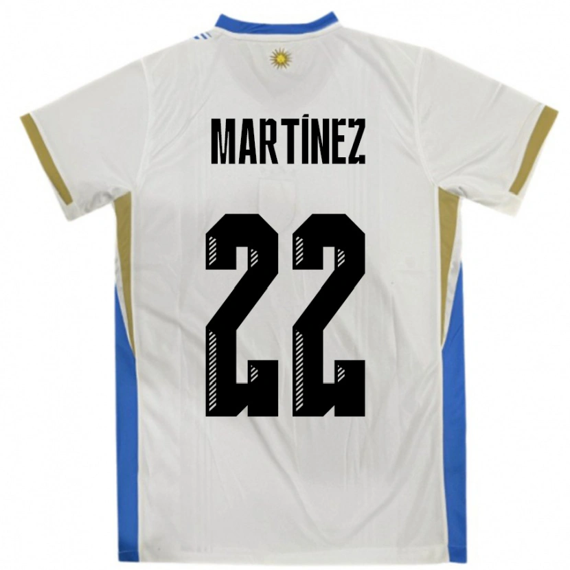 Danxen Donna Maglia Uruguay Fredy Martínez #22 Bianco Blu Kit Gara Away 24-26 Maglietta
