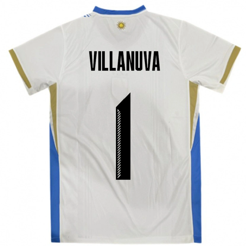 Danxen Donna Maglia Uruguay Josefina Villanuva #1 Bianco Blu Kit Gara Away 24-26 Maglietta