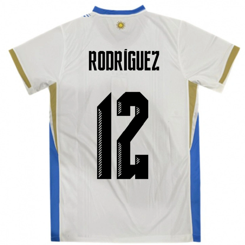 Danxen Donna Maglia Uruguay Randall Rodriguez #12 Bianco Blu Kit Gara Away 24-26 Maglietta