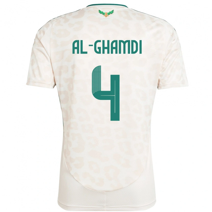 Danxen Donna Maglia Arabia Saudita Talah Al Ghamdi #4 Bianco Kit Gara Away 24-26 Maglietta