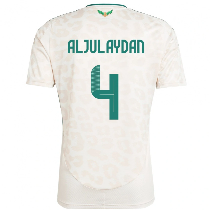 Danxen Donna Maglia Arabia Saudita Ahmed Aljulaydan #4 Bianco Kit Gara Away 24-26 Maglietta