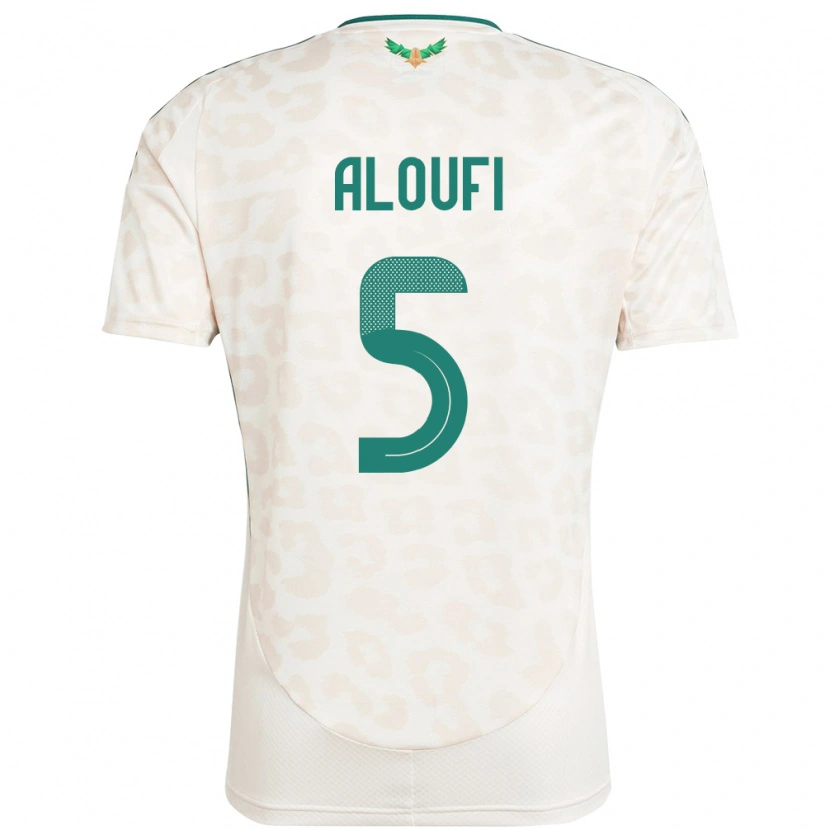 Danxen Donna Maglia Arabia Saudita Mohammed Aloufi #5 Bianco Kit Gara Away 24-26 Maglietta
