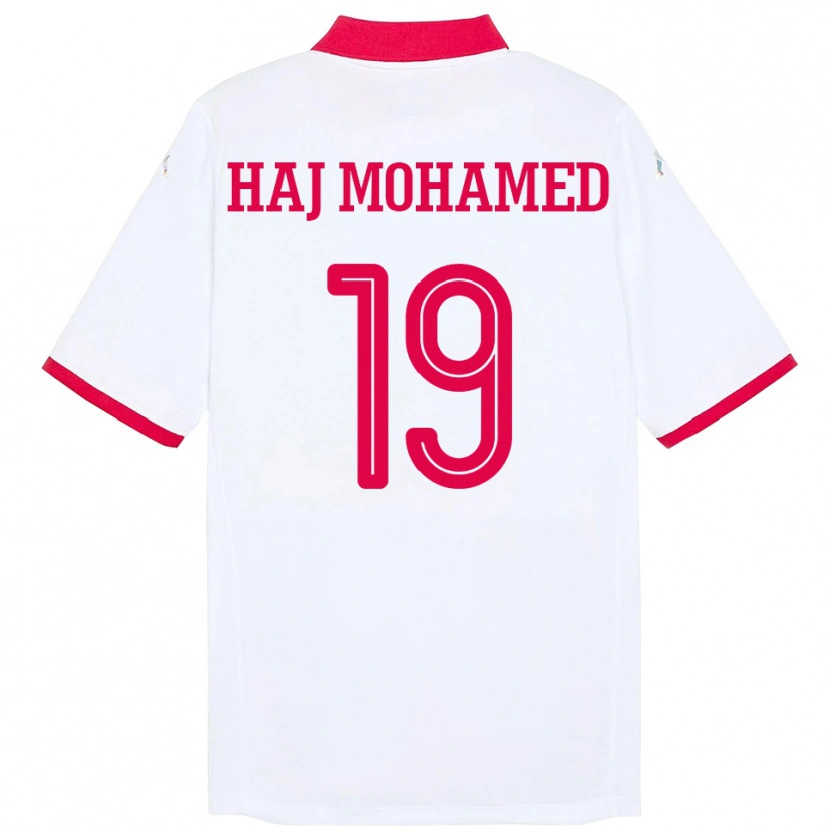 Danxen Donna Maglia Tunisia Anas Haj Mohamed #19 Bianco Kit Gara Away 24-26 Maglietta