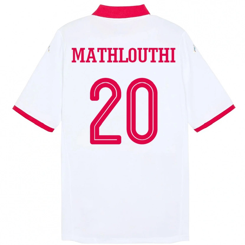 Danxen Donna Maglia Tunisia Hamza Mathlouthi #20 Bianco Kit Gara Away 24-26 Maglietta