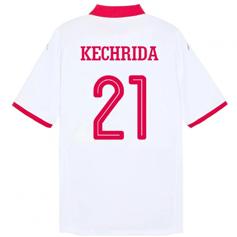 Danxen Donna Maglia Tunisia Wajdi Kechrida #21 Bianco Kit Gara Away 24-26 Maglietta