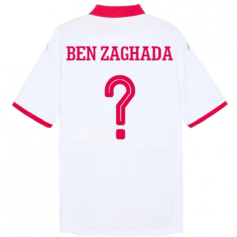 Danxen Donna Maglia Tunisia Mohamed Amine Ben Zaghada #0 Bianco Kit Gara Away 24-26 Maglietta