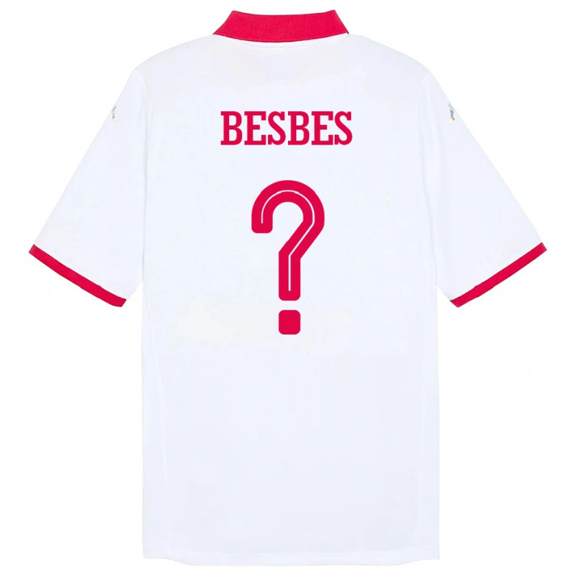 Danxen Donna Maglia Tunisia Rayen Besbes #0 Bianco Kit Gara Away 24-26 Maglietta