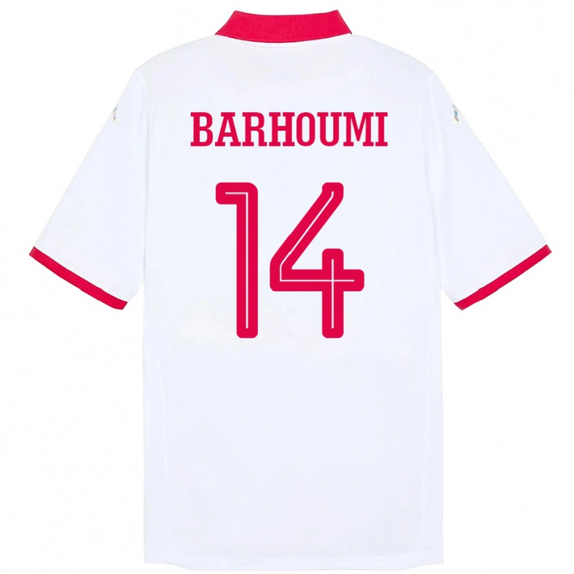 Danxen Donna Maglia Tunisia Salah Barhoumi #14 Bianco Kit Gara Away 24-26 Maglietta