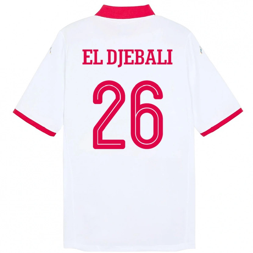 Danxen Donna Maglia Tunisia Chaim El Djebali #26 Bianco Kit Gara Away 24-26 Maglietta