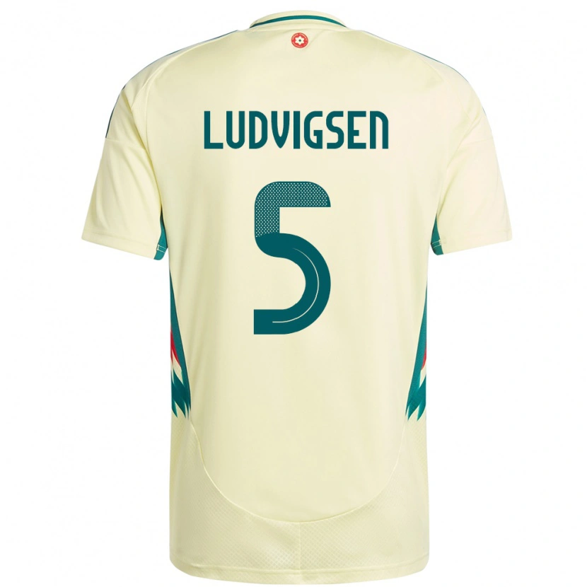 Danxen Donna Maglia Galles Kai Ludvigsen #5 Beige Giallo Kit Gara Away 24-26 Maglietta