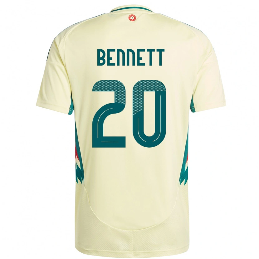 Danxen Donna Maglia Galles Aaron Bennett #20 Beige Giallo Kit Gara Away 24-26 Maglietta