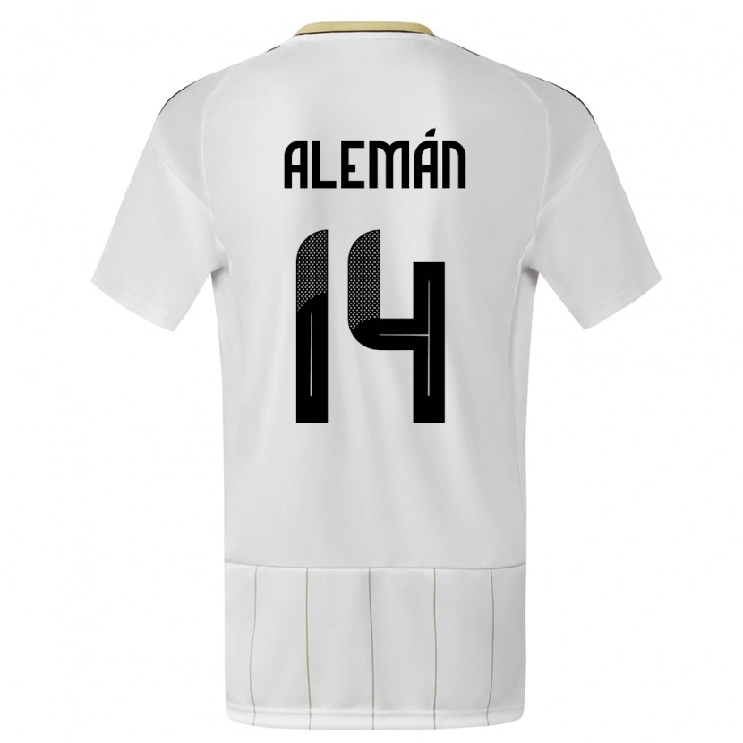 Danxen Donna Maglia Costa Rica Jeremy Alemán #14 Bianco Kit Gara Away 24-26 Maglietta