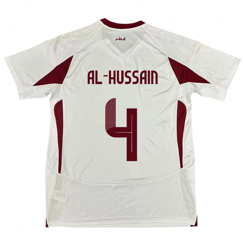 Danxen Donna Maglia Qatar Al-Hashmi Al-Hussain #4 Bianco Kit Gara Away 24-26 Maglietta