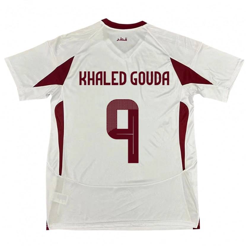 Danxen Donna Maglia Qatar Mohamed Khaled Gouda #9 Bianco Kit Gara Away 24-26 Maglietta