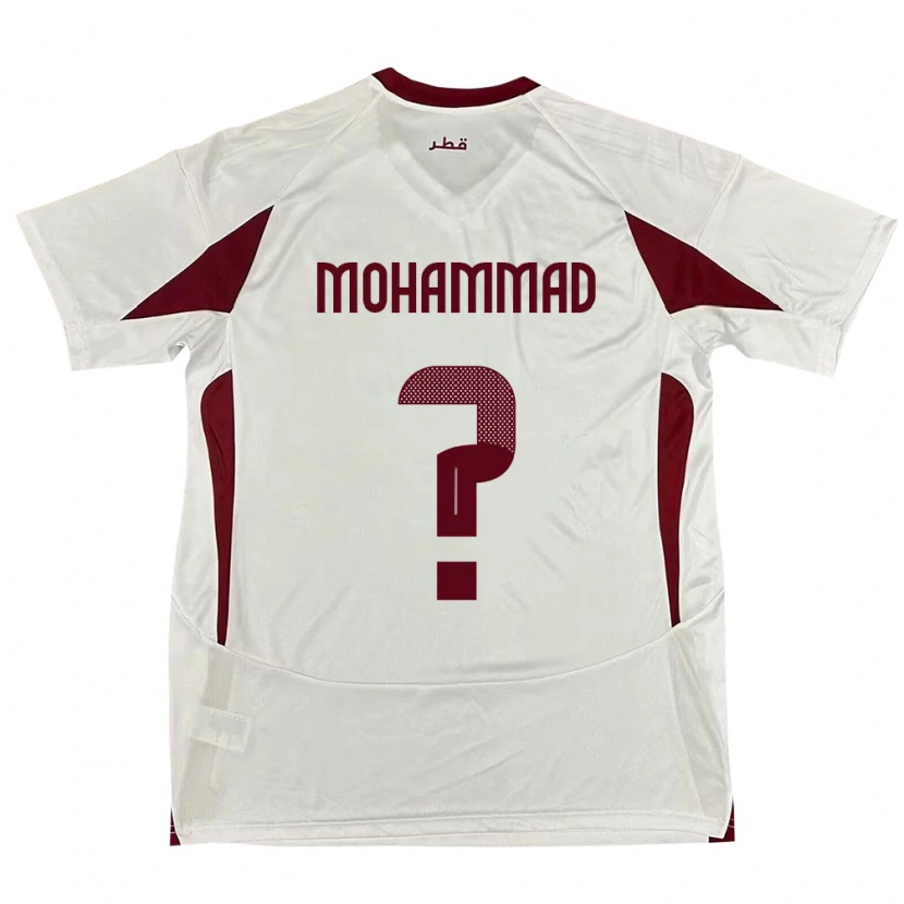 Danxen Donna Maglia Qatar Khaled Mohammad #0 Bianco Kit Gara Away 24-26 Maglietta