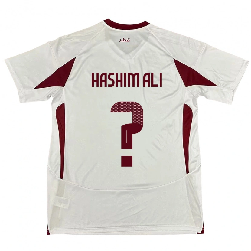 Danxen Donna Maglia Qatar Hashim Ali #0 Bianco Kit Gara Away 24-26 Maglietta