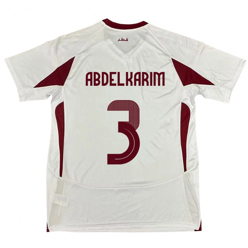 Danxen Donna Maglia Qatar Abdelkarim Hassan #3 Bianco Kit Gara Away 24-26 Maglietta