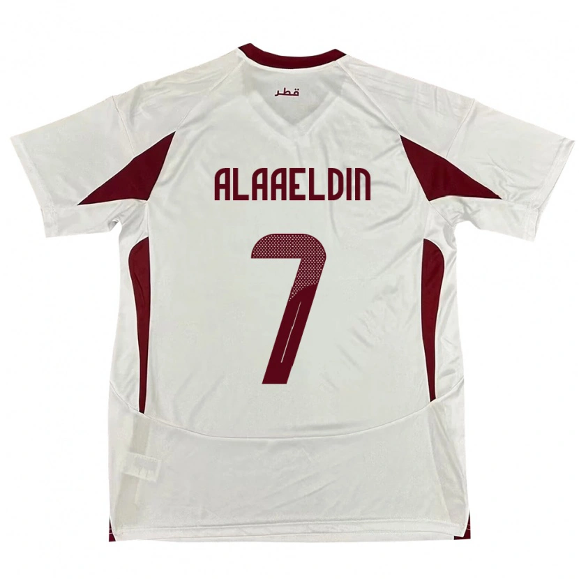 Danxen Donna Maglia Qatar Ahmed Alaaeldin #7 Bianco Kit Gara Away 24-26 Maglietta
