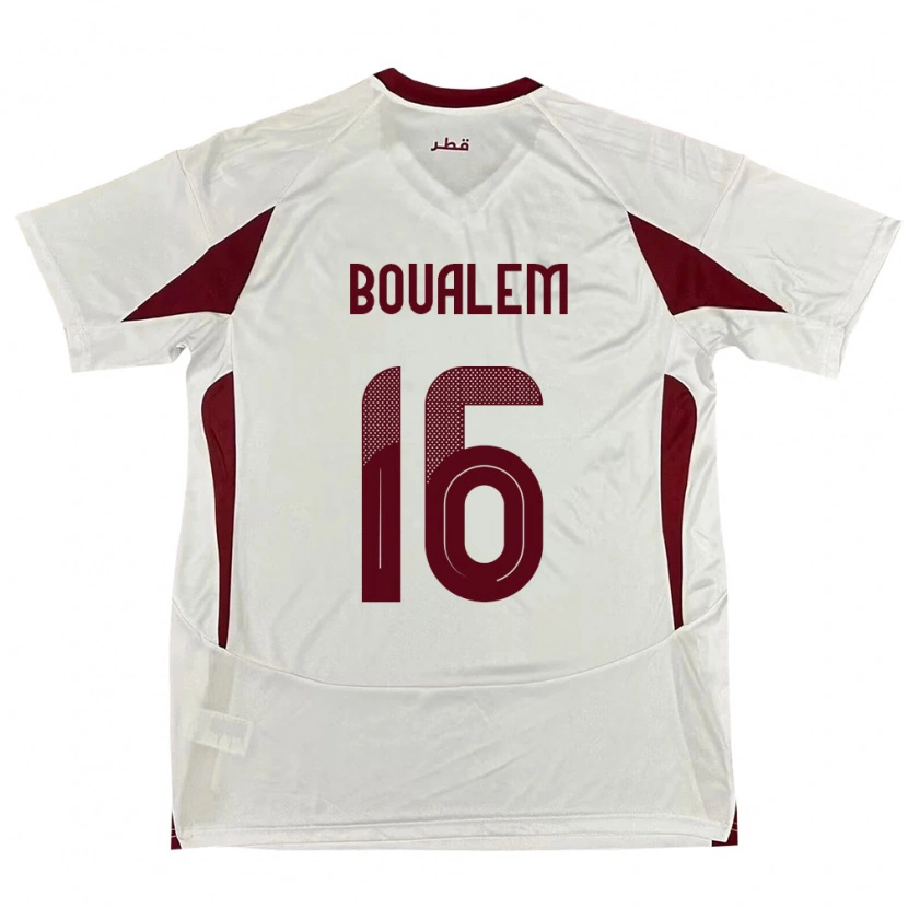 Danxen Donna Maglia Qatar Boualem Khoukhi #16 Bianco Kit Gara Away 24-26 Maglietta