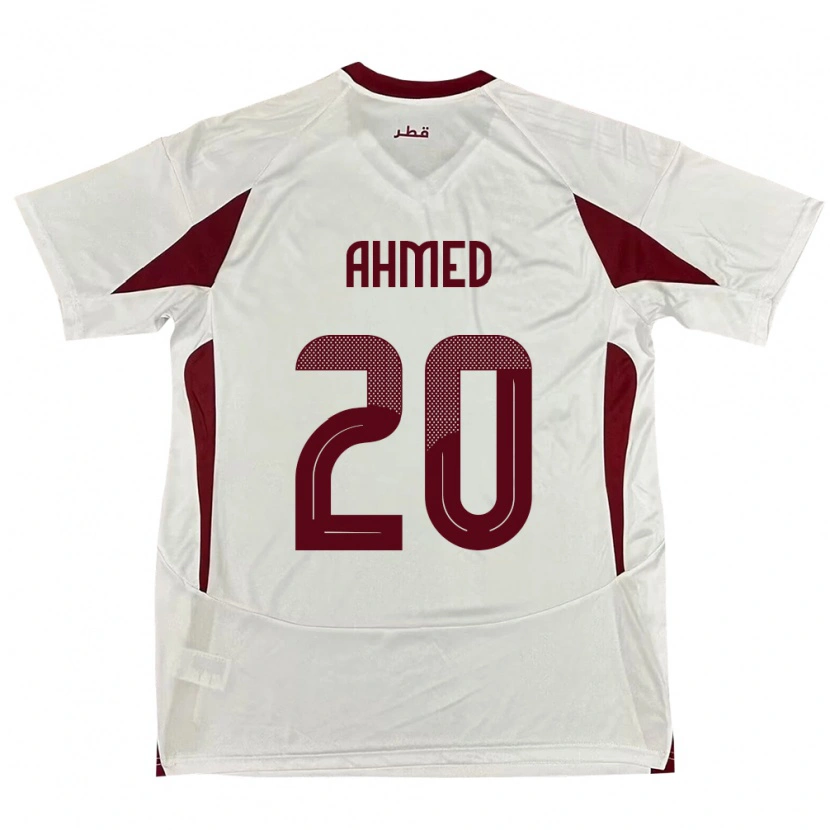 Danxen Donna Maglia Qatar Ahmed Fadel Hasaba #20 Bianco Kit Gara Away 24-26 Maglietta