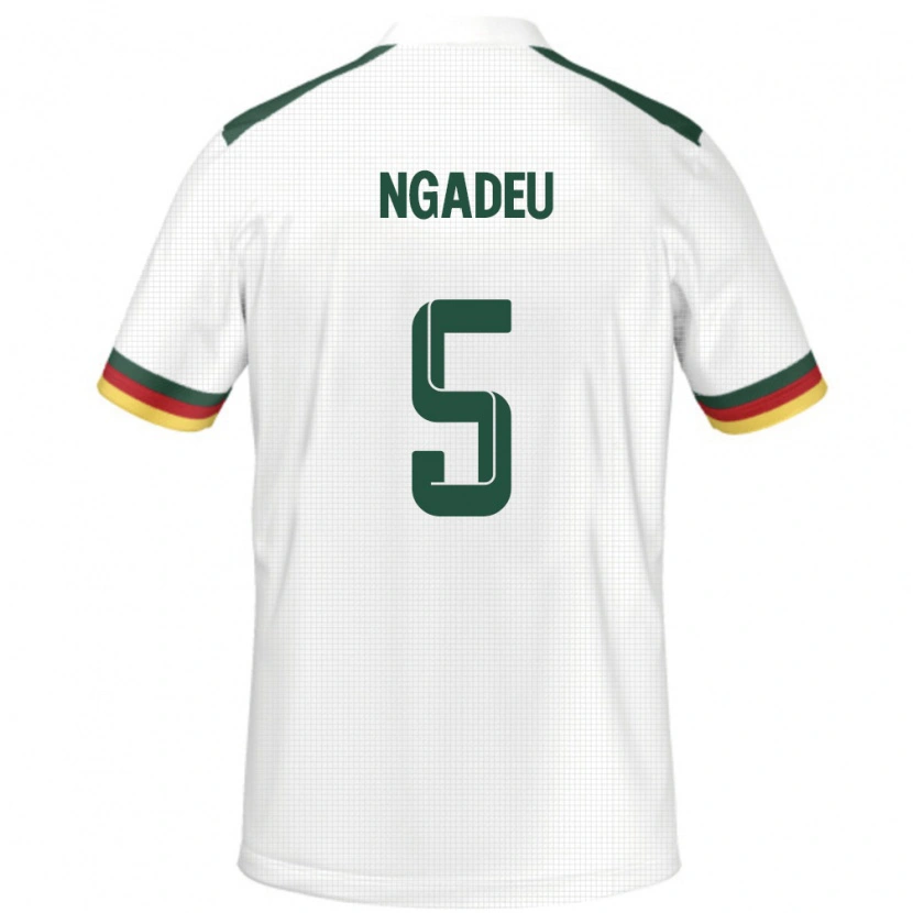 Danxen Donna Maglia Camerun Michael Ngadeu #5 Bianco Kit Gara Away 24-26 Maglietta