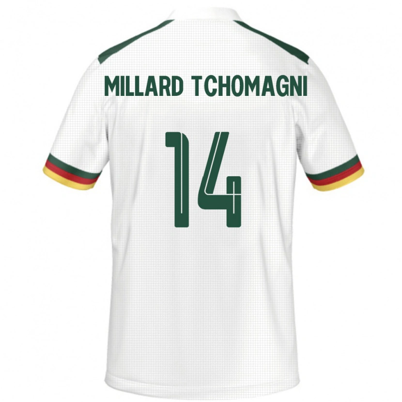 Danxen Donna Maglia Camerun Samuel Millard Tchomagni #14 Bianco Kit Gara Away 24-26 Maglietta