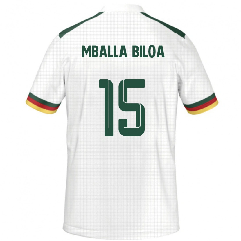 Danxen Donna Maglia Camerun Jules Victor Mballa Biloa #15 Bianco Kit Gara Away 24-26 Maglietta