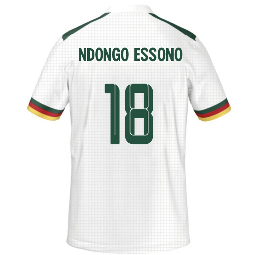 Danxen Donna Maglia Camerun Rodrigue Dipanda Ndongo Essono #18 Bianco Kit Gara Away 24-26 Maglietta