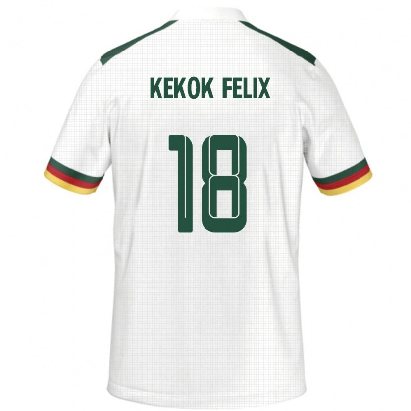 Danxen Donna Maglia Camerun Ndifor Kekok Felix #18 Bianco Kit Gara Away 24-26 Maglietta