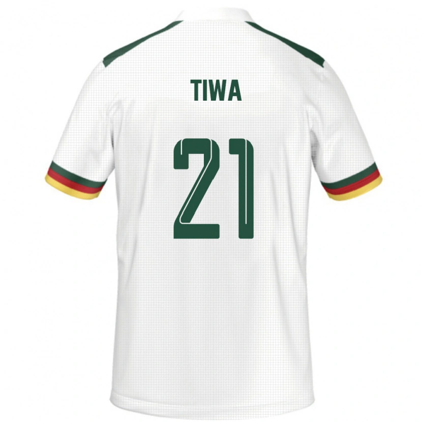 Danxen Donna Maglia Camerun Yvan Tiwa #21 Bianco Kit Gara Away 24-26 Maglietta