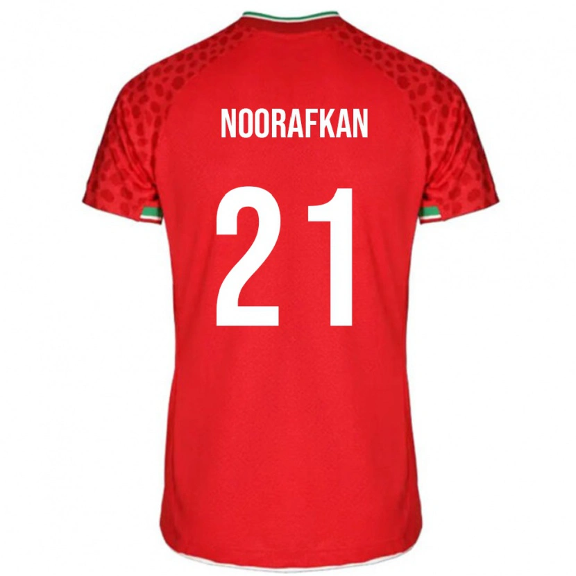 Danxen Donna Maglia Iran Omid Noorafkan #21 Rosso Kit Gara Away 24-26 Maglietta