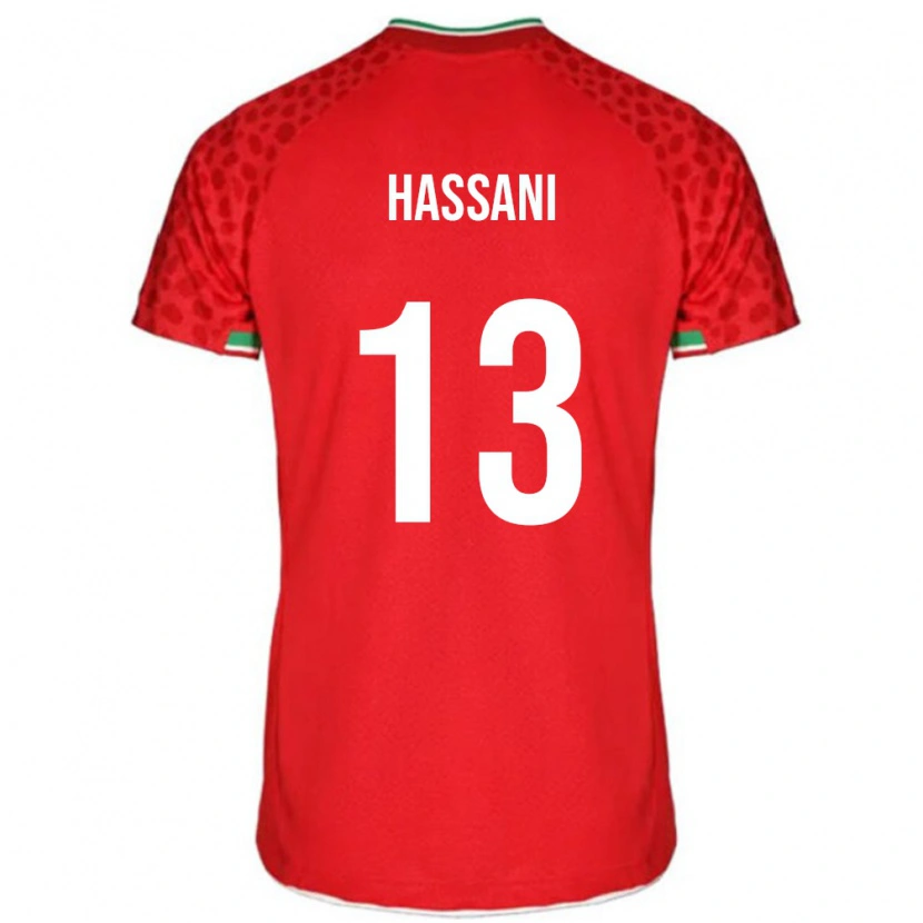 Danxen Donna Maglia Iran Ali Hassani #13 Rosso Kit Gara Away 24-26 Maglietta