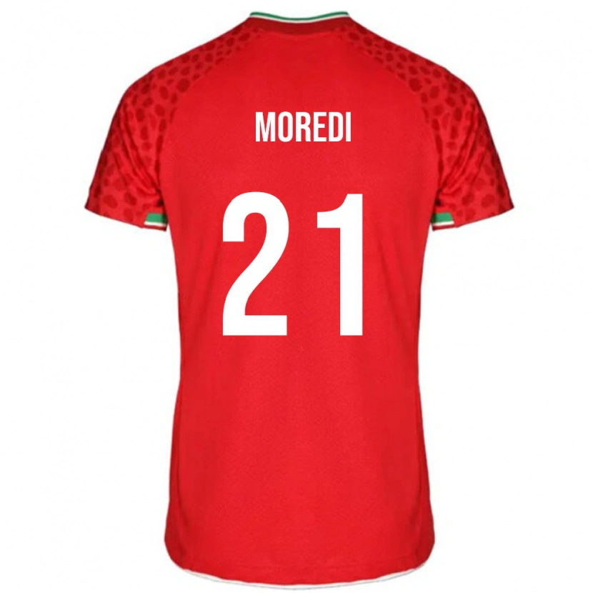 Danxen Donna Maglia Iran Abolfazl Moredi #21 Rosso Kit Gara Away 24-26 Maglietta