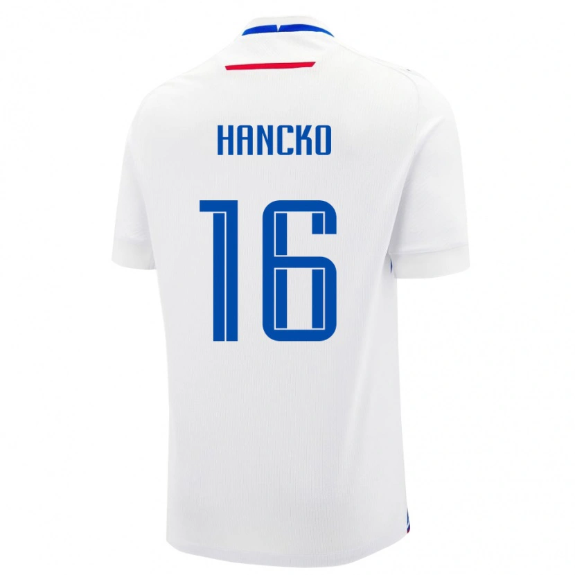 Danxen Donna Maglia Slovacchia Dávid Hancko #16 Bianco Kit Gara Away 24-26 Maglietta