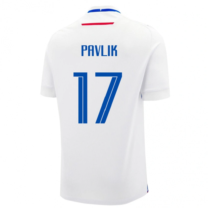 Danxen Donna Maglia Slovacchia Samuel Pavlik #17 Bianco Kit Gara Away 24-26 Maglietta