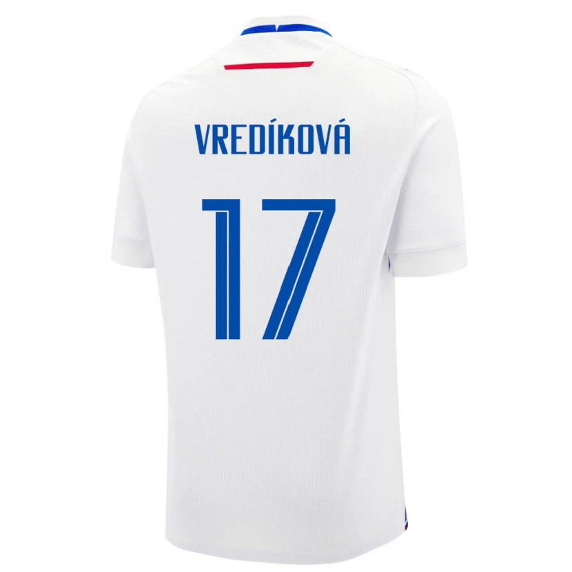 Danxen Donna Maglia Slovacchia Katarína Vredíková #17 Bianco Kit Gara Away 24-26 Maglietta