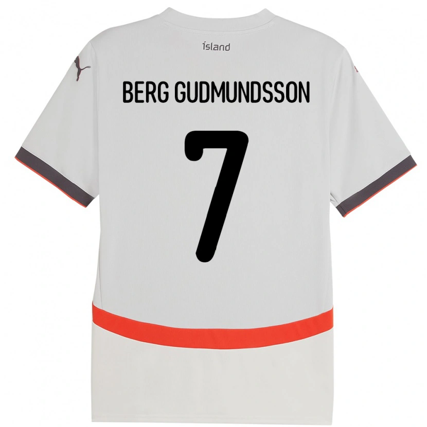 Danxen Donna Maglia Islanda Jóhann Berg Gudmundsson #7 Bianco Kit Gara Away 24-26 Maglietta