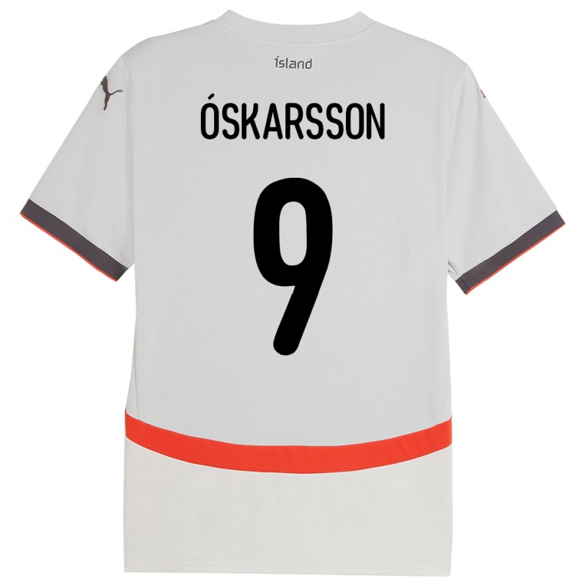 Danxen Donna Maglia Islanda Orri Óskarsson #9 Bianco Kit Gara Away 24-26 Maglietta