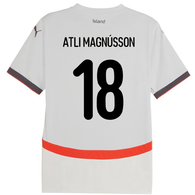 Danxen Donna Maglia Islanda Saevar Atli Magnússon #18 Bianco Kit Gara Away 24-26 Maglietta