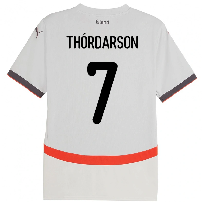 Danxen Donna Maglia Islanda Stígur Thórdarson #7 Bianco Kit Gara Away 24-26 Maglietta
