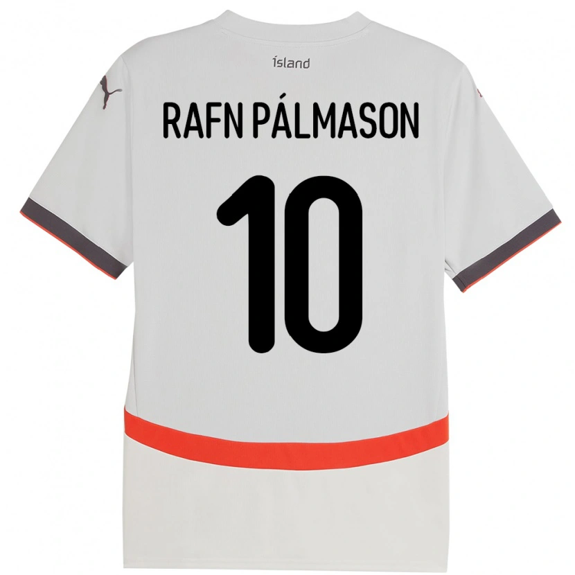Danxen Donna Maglia Islanda Alexander Rafn Pálmason #10 Bianco Kit Gara Away 24-26 Maglietta