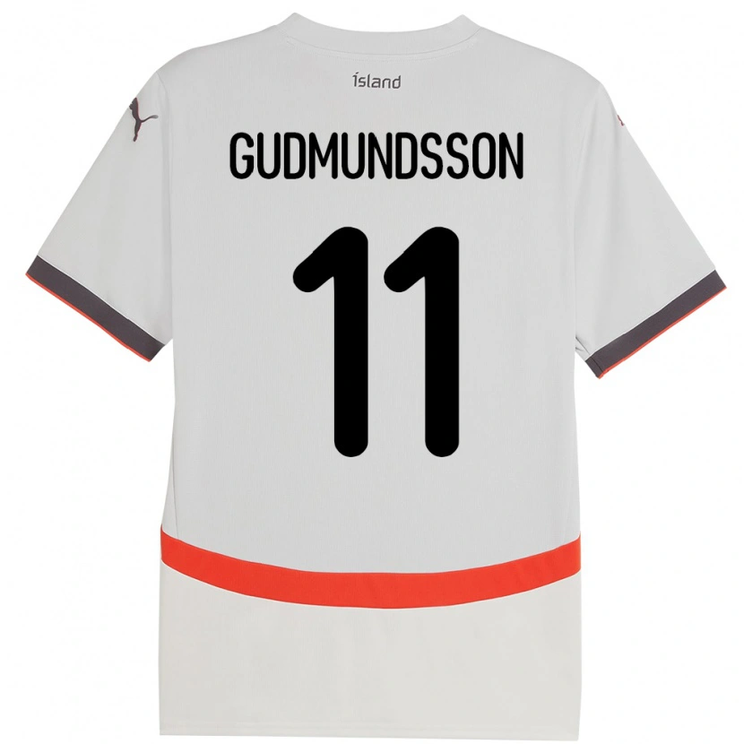 Danxen Donna Maglia Islanda Galdur Gudmundsson #11 Bianco Kit Gara Away 24-26 Maglietta