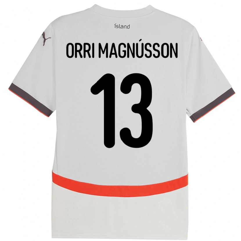 Danxen Donna Maglia Islanda Ásgeir Orri Magnússon #13 Bianco Kit Gara Away 24-26 Maglietta