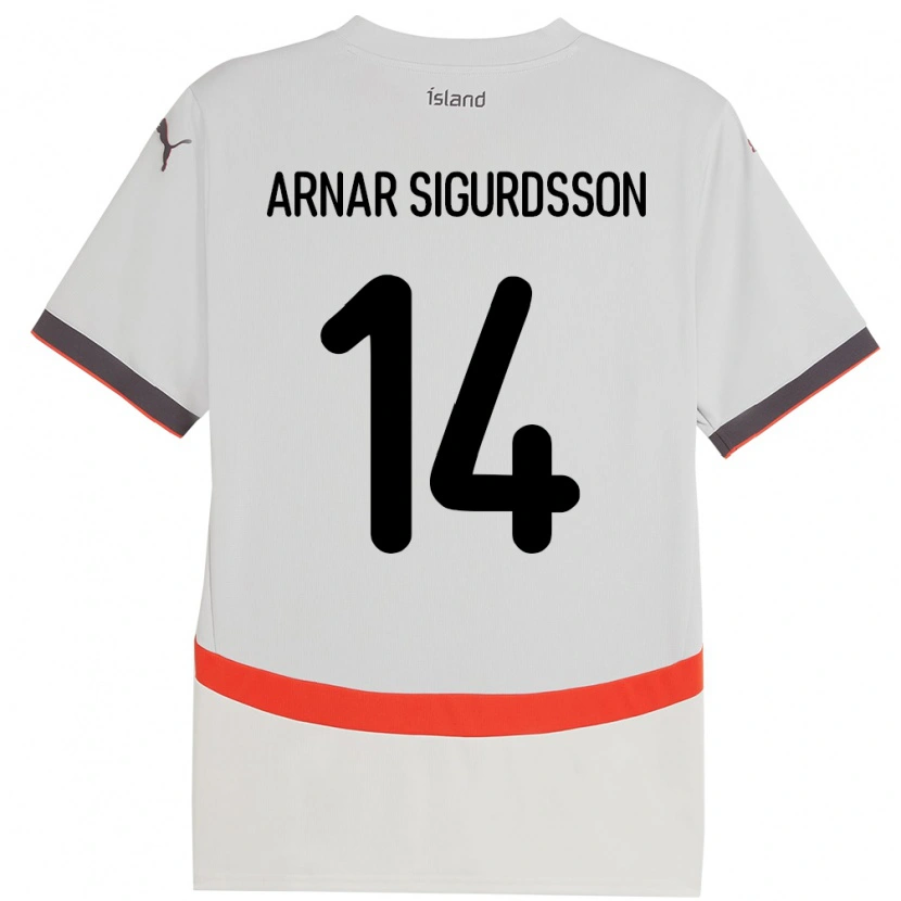 Danxen Donna Maglia Islanda Jón Arnar Sigurdsson #14 Bianco Kit Gara Away 24-26 Maglietta